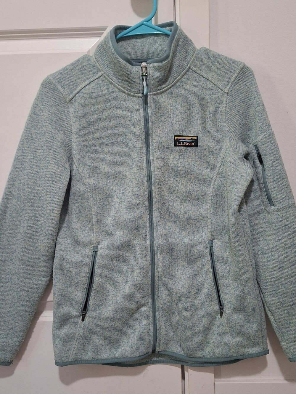L.L. Bean Girls' Heathered Mint Zip-Front Fleece Jacket